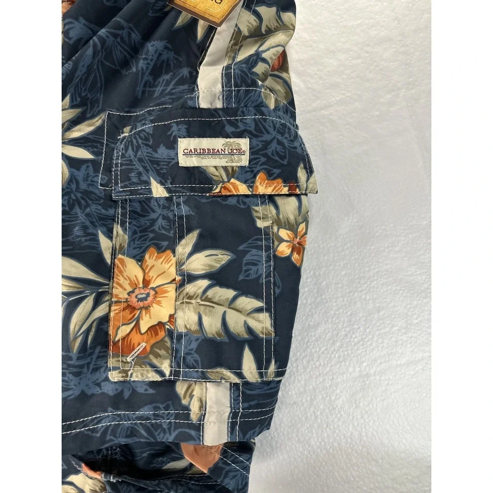 NWT Caribbean Swim Shorts Trunks Men's XL Lined‎ Tropical Floral Island Palm Sea